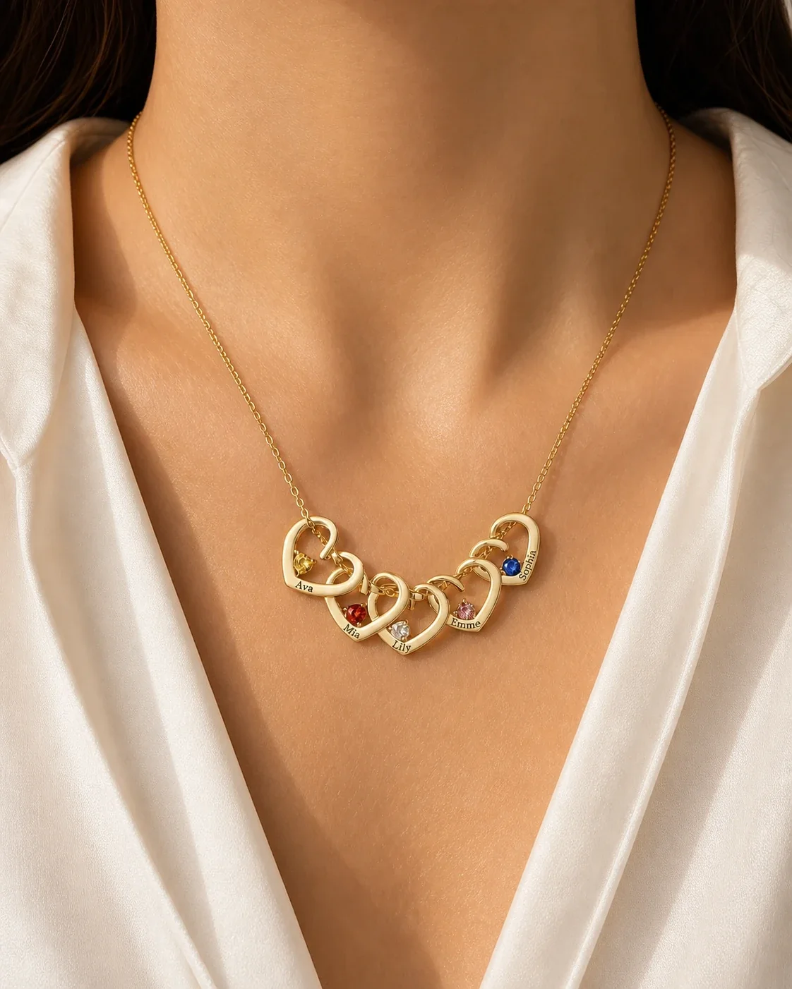 Twisted Heart Birthstone Necklace