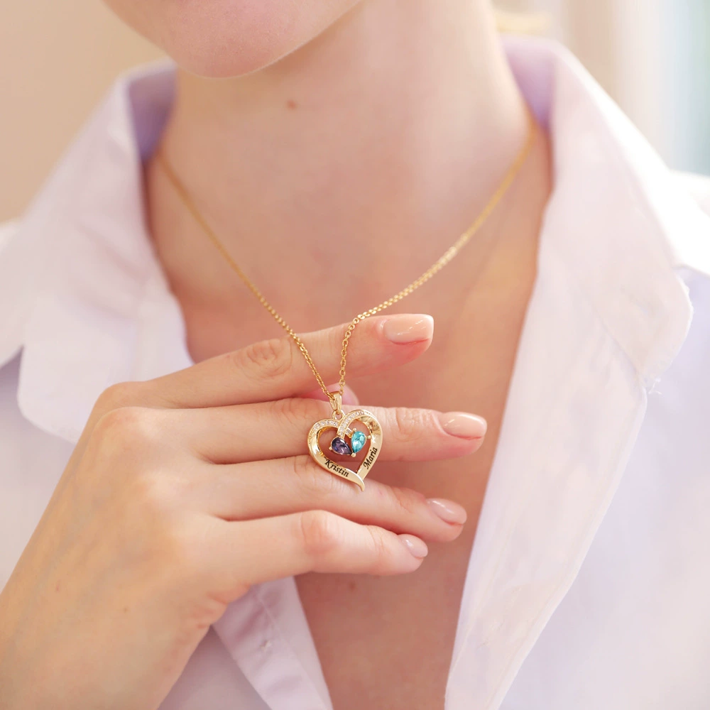 Personalized heart necklace prepared as a meaningful family gift