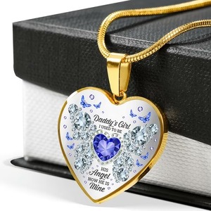 Personalized photo angel wing heart necklace with a custom image in the pendant