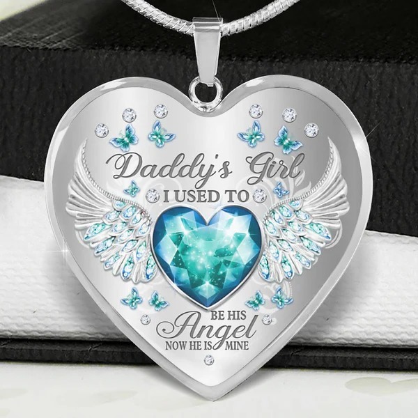 Personalized photo angel wing heart necklace with a custom image in the pendant