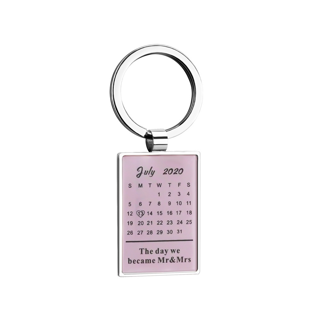 Stainless steel dog tag keyring with a message and photos on two sides — Stainless Steel