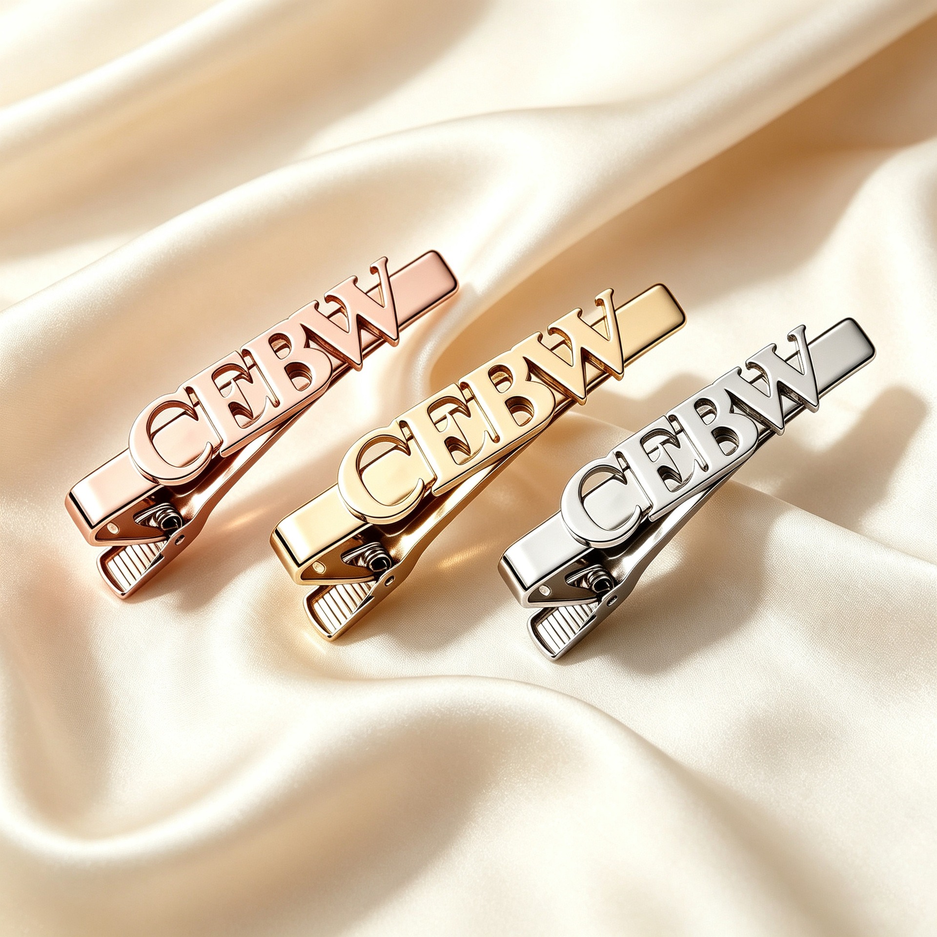 Stainless steel side bangs hair clip with a custom cutout name