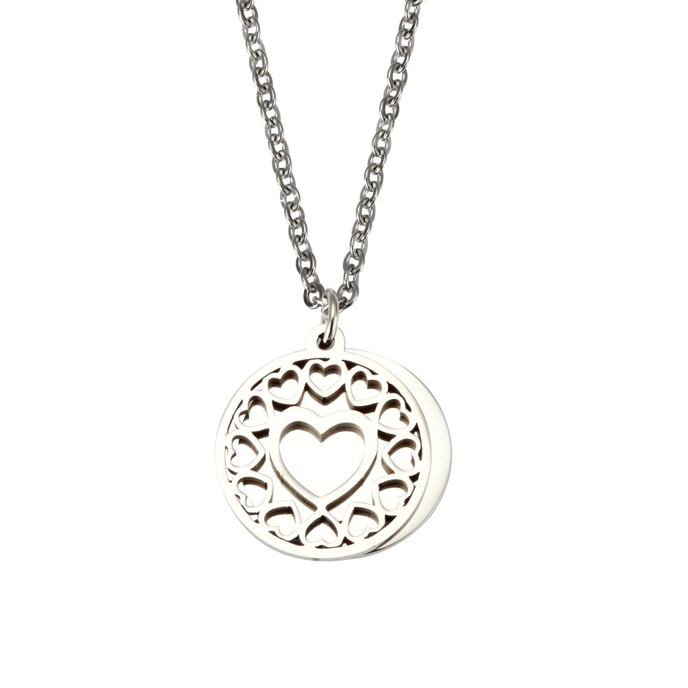 Open heart pendant necklace with a name engraved inside and a small birthstone charm