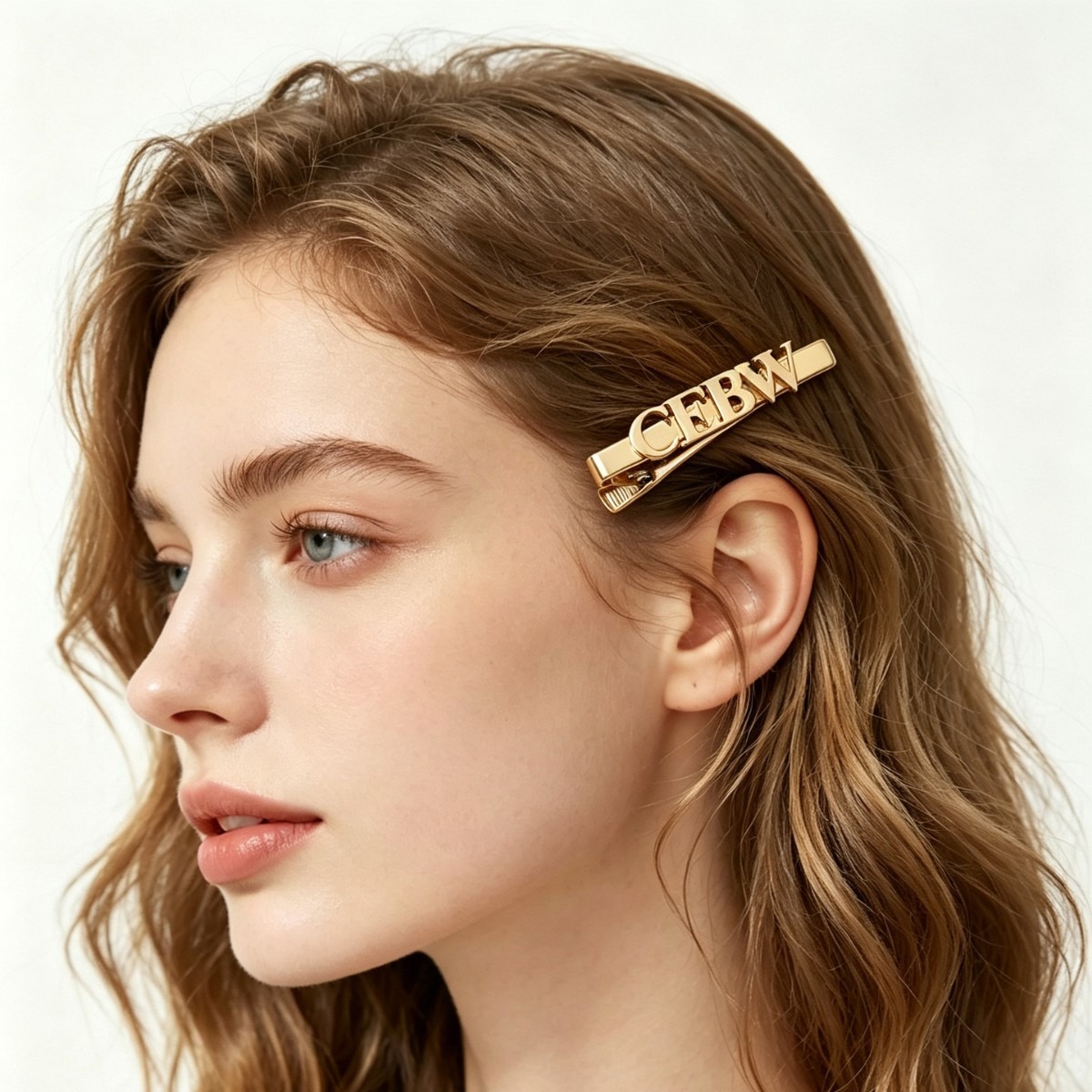 Stainless steel side bangs hair clip with a custom cutout name