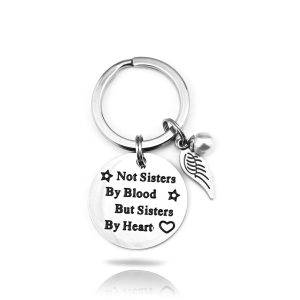 Engraved wing keychain in polished stainless steel with optional pearl detail and birthstone