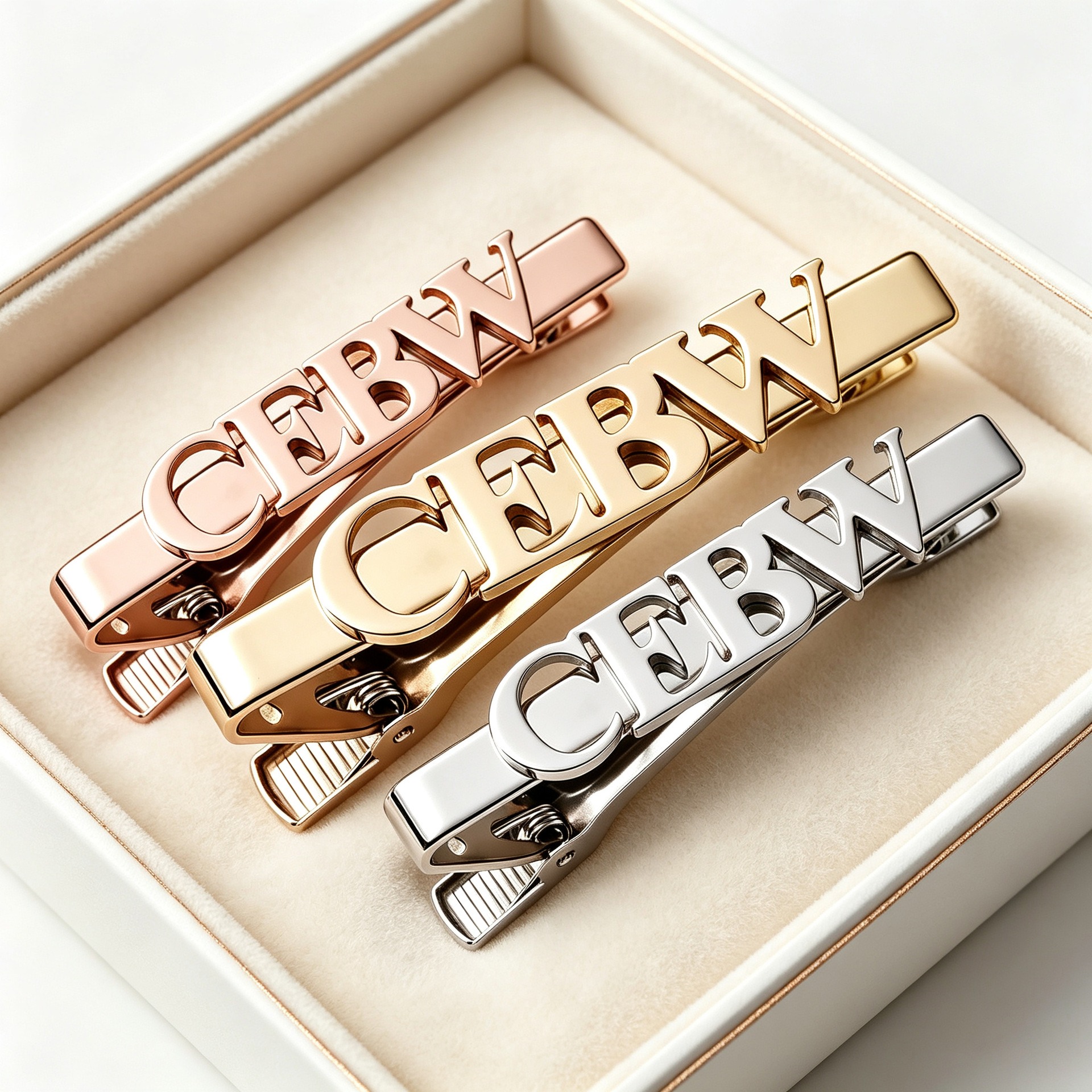 Stainless steel side bangs hair clip with a custom cutout name