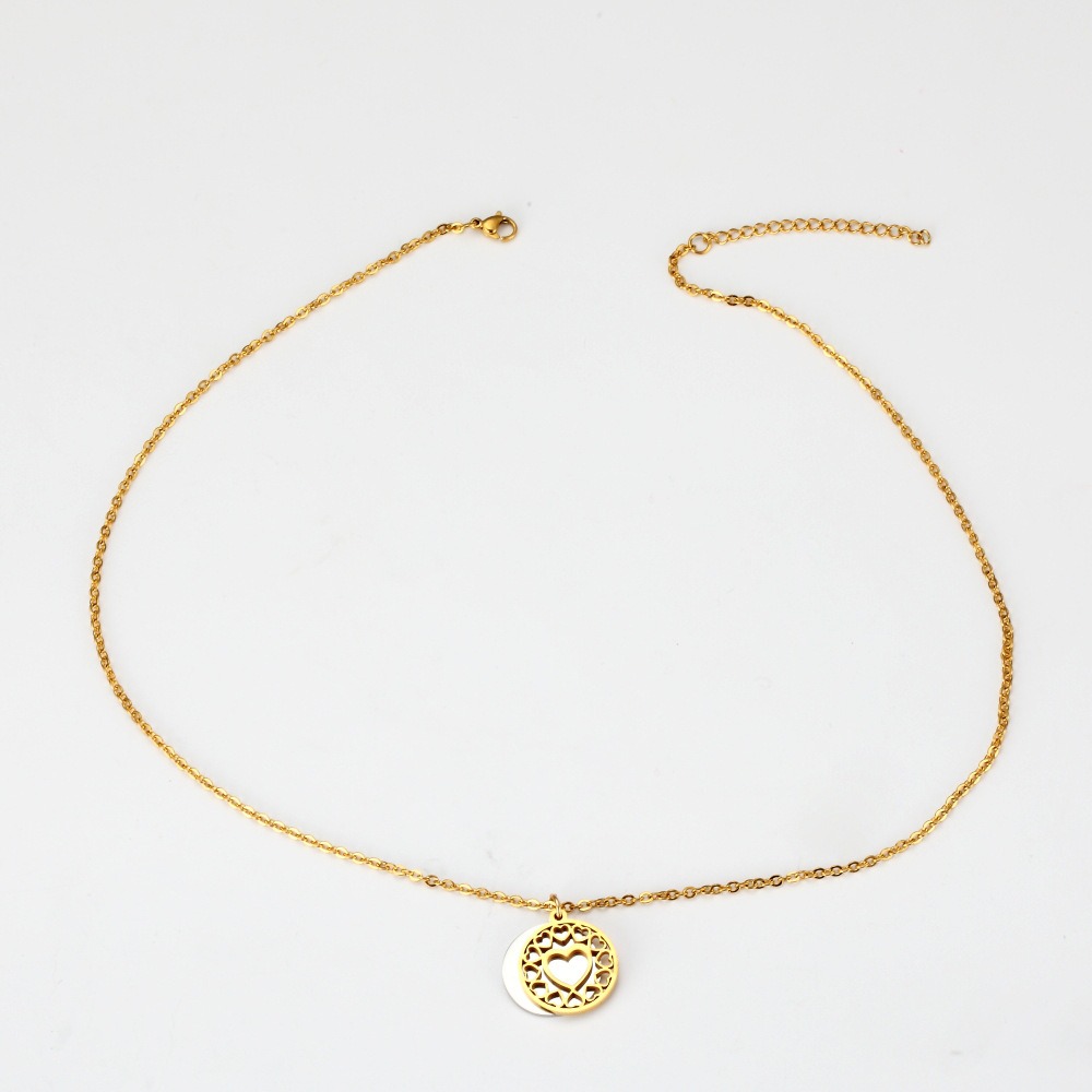 Open heart pendant necklace with a name engraved inside and a small birthstone charm