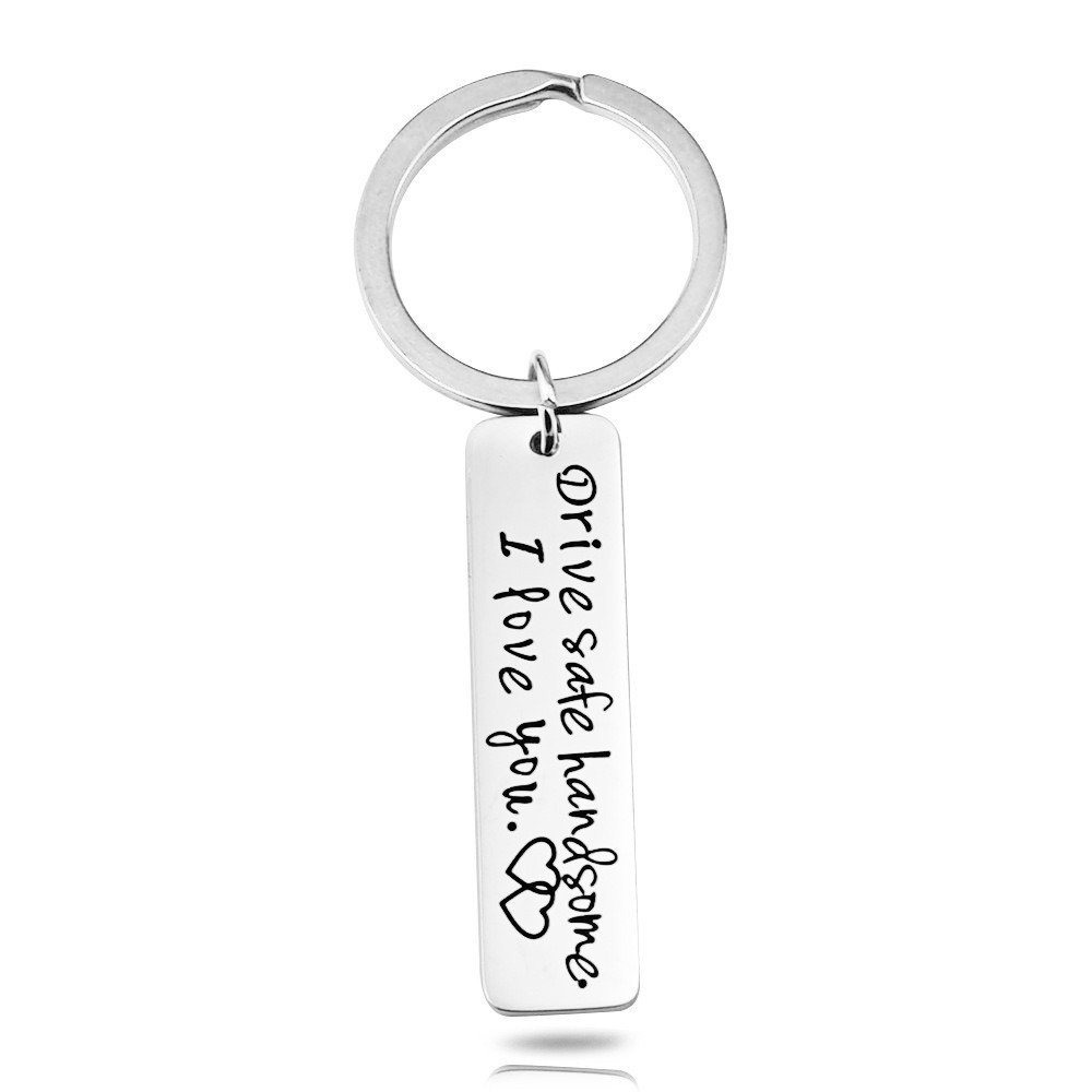 Stainless steel keychain with an engraved name and a small birthstone charm — Silver Tone, 10*40mm