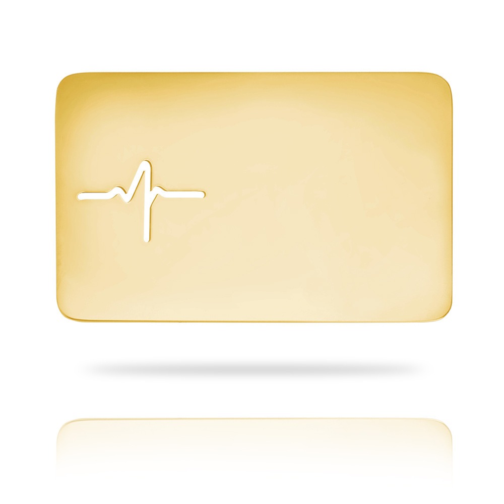 Personalized photo wallet card in stainless steel with a heart cutout and a printed photo — Gold Tone, ECG