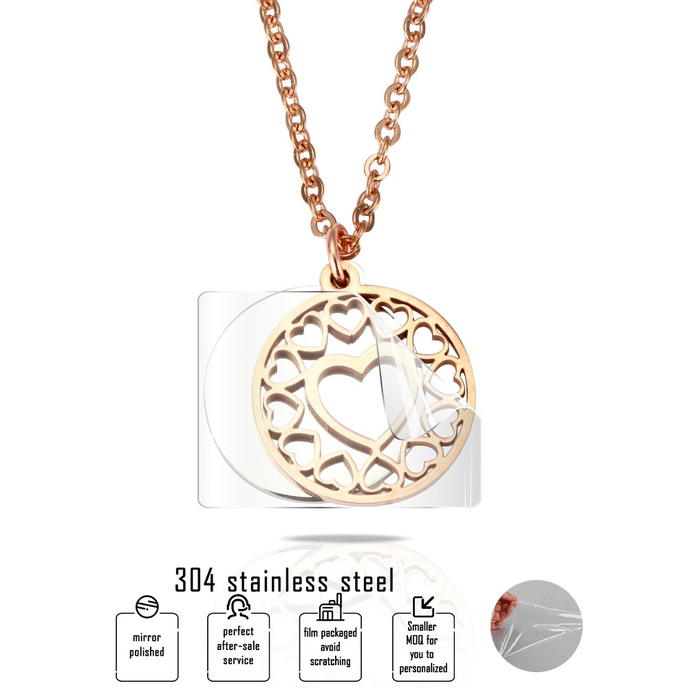 Open heart pendant necklace with a name engraved inside and a small birthstone charm
