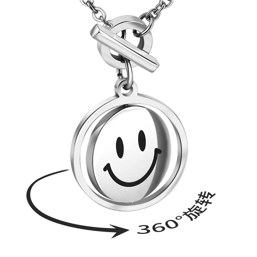 Rotating smile pendant necklace with a photo print