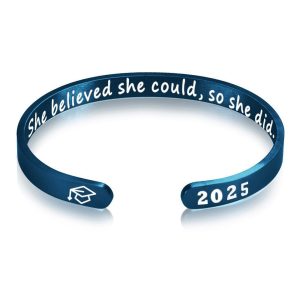 Custom Engraved Cuff Bracelet with Birthstone
